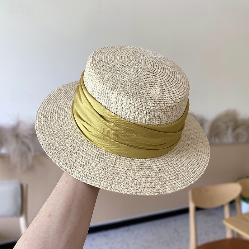 Καπέλα Πολυεστέρας Άχυρο Ψάθινο καπέλο Καπέλο ηλίου Γάμου Αργίες Πάρτι Τσαγιού Ιπποδρομία κοκτέιλ Κομψό Βίντατζ Αντιηλιακή Προστασία Με Κορδέλες Ακουστικό Καπέλα 2026 - $17.49 –P3