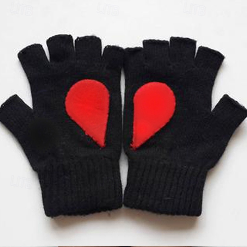 Women's 1 Pair Half Finger / Knitted Gloves Streetwear / Outdoor Gloves - Heart Print 2026 - $18.49 –P4