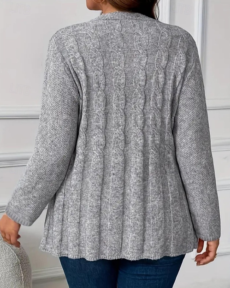 Жен. Вязаная ткань Кардиган Уличный стиль На каждый день Сплошной цвет Вырез под горло Пуговицы Трикотаж Длинный рукав Обычные топы Вязать Повседневные На выход выходные Серый Осень Зима 2025 - $43.99 –P5