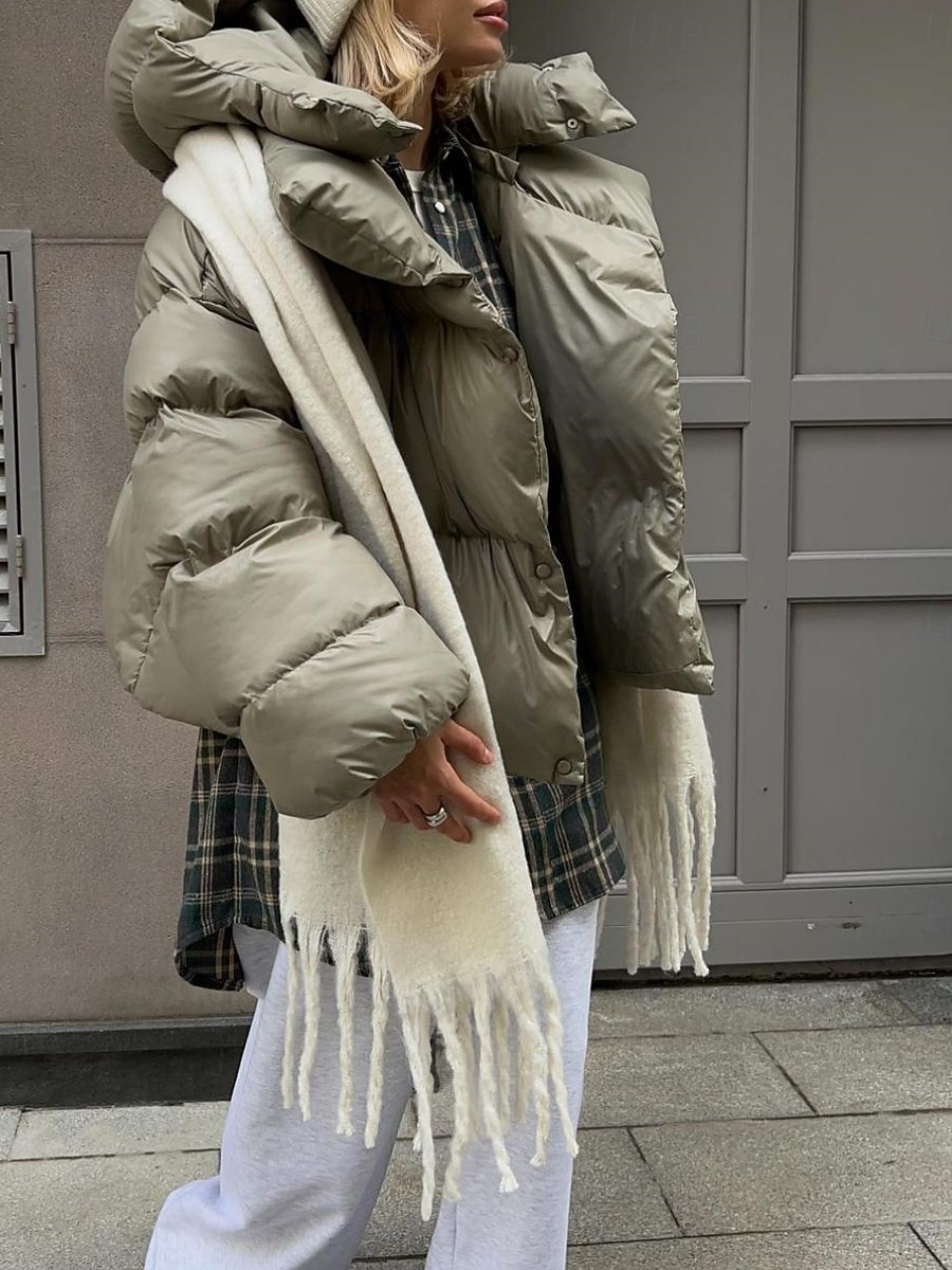 Naisten Anorakki Mukava Hengittävä Tasku Napit Vapaa-aika Tavallinen Loma Katu Kausaliteetti Arki-asut Vetoketju Normaali Hupullinen Normaali Pitkähihainen Päällysvaatteet Musta Armeijan vihre 2026 - $121.99 –P7