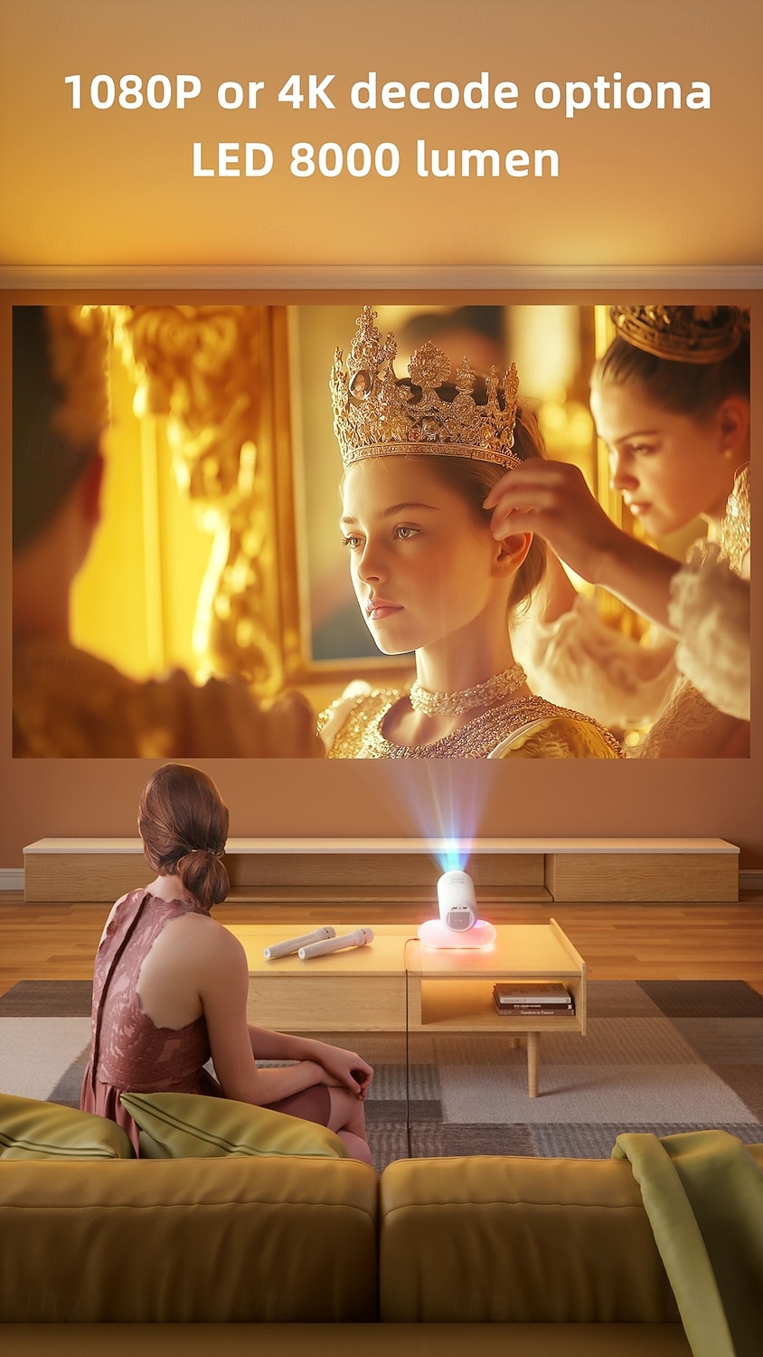 Премиум проектор YT900 с автофокусировкой разрешение 1920*1080 опциональная микрофонная основа светодиодная лента 2.4/5GHz двухдиапазонный Wi-Fi Android 13.0 3-х линзовый стеклянный объектив с 2026 - $217.09 –P4