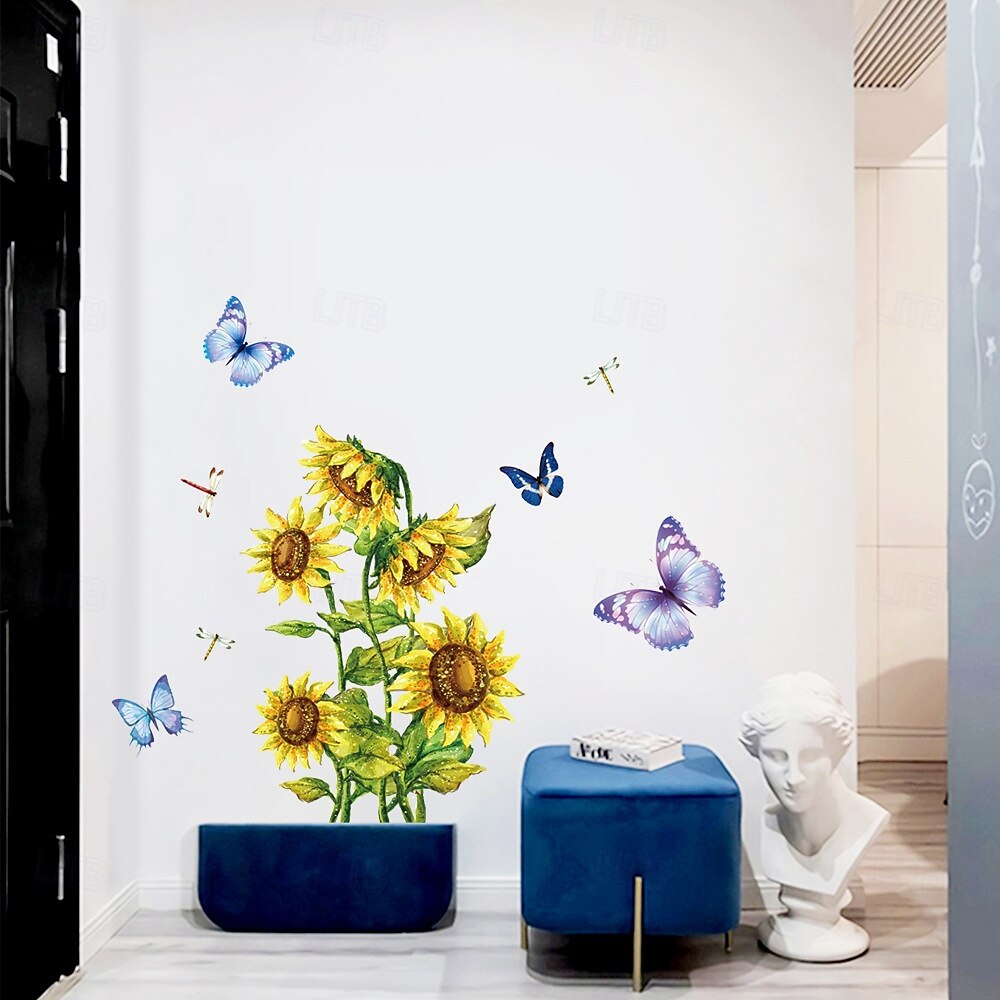 sarjakuva auringonkukka perhonen seinätarra irrotettava design lastenhuoneeseen päiväkoti leikkikenttä kodin sisustus luova koristeellinen seinätarra kirkas värikäs hauska sisätausta taidetarvikkeet 2026 - $7.99 –P4