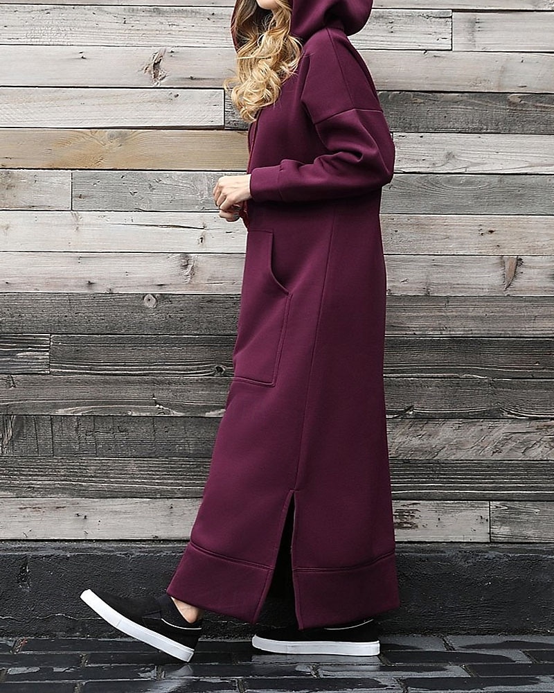 Γυναικεία Μίντι φόρεμα Φόρεμα με κουκούλα Μοντέρνα Καθημερινά Γραφείο Εξόδου Κανονικό Σκέτο Μακρυμάνικο Με Κουκούλα Μαύρο Κρασί Βυσσινί Πορτοκαλί Άνοιξη Φθινόπωρο Χειμώνας 2026 - $29.99 –P8