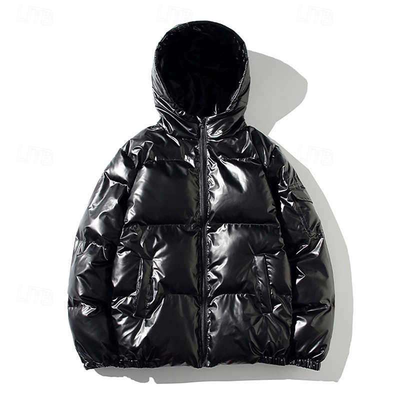 Homme Manteau d'Hiver Doudoune Veste Matelassée Avec Poches Polyester Vacances Tenue quotidienne Date Régulier Mode Occasionnel Confortable Chaleur Thermique Hiver Couleur Unie / Unie Argent Noir de 2026 ? $47.99 –P8