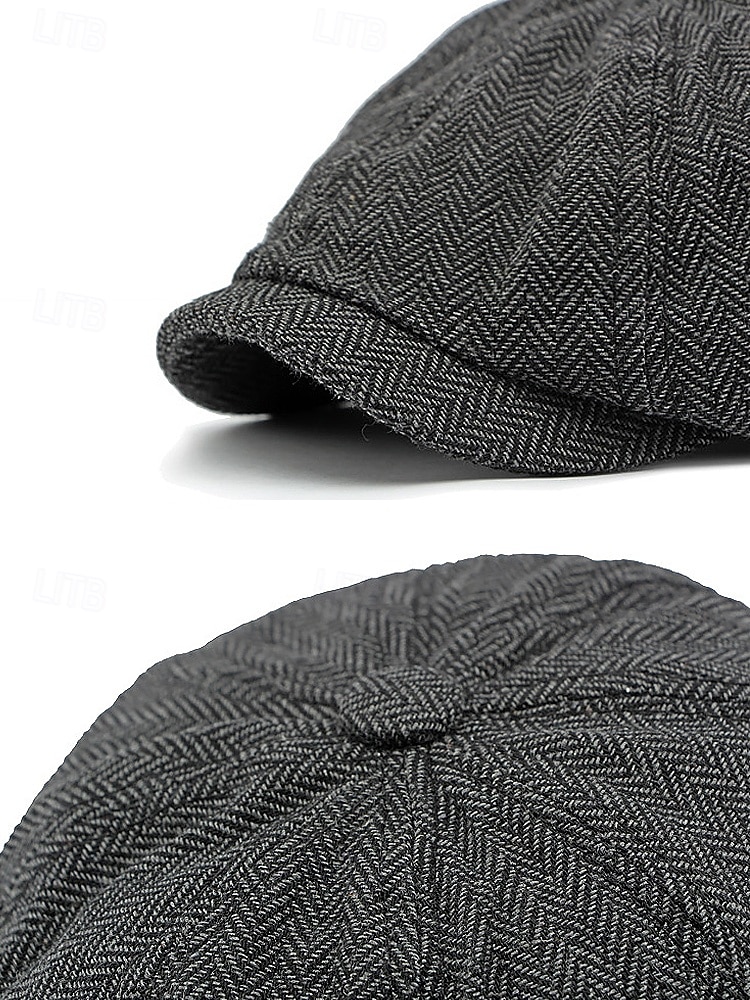 Miesten jouluinen kalanruotokuvioinen newsboy-lippis, vintage-villasekoitteinen litteä lippis klassisella 8-paneelisella muotoilulla, monivärinen gatsby-tyylinen hattu talveksi, lomalle ja vapaa-aikaan 2026 - $18.99 –P11