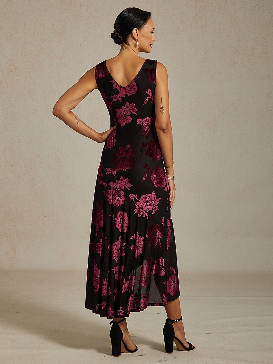 Damska welurowa sukienka maxi sukienka dopasowana sukienka trumpeta syrenka sukienka w literę A elegancka formalna impreza koktajlowa gość weselny wieczorna impreza regularny krój kwiatowy bez 2025 - $89.99 –P5