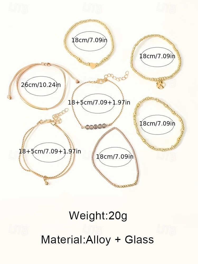 Women's Bohemian Beaded Layered Bracelet Set – Gold and Brown Multi-Strand Bangles with Heart & Charm Accents, Fashion Jewelry for Parties, Festivals and Everyday Wear 2025 - $11.99 –P5