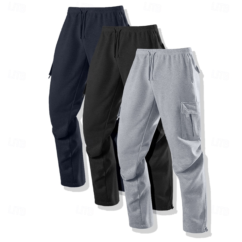 Men's Cargo Sweatpants Fleece Pants Joggers Trousers Casual Pants Drawstring Elastic Waist Multi-pack Solid Color Windproof Outdoor Full Length Outdoor Casual Daily Fashion Streetwear 2025 - $35.99 –P10