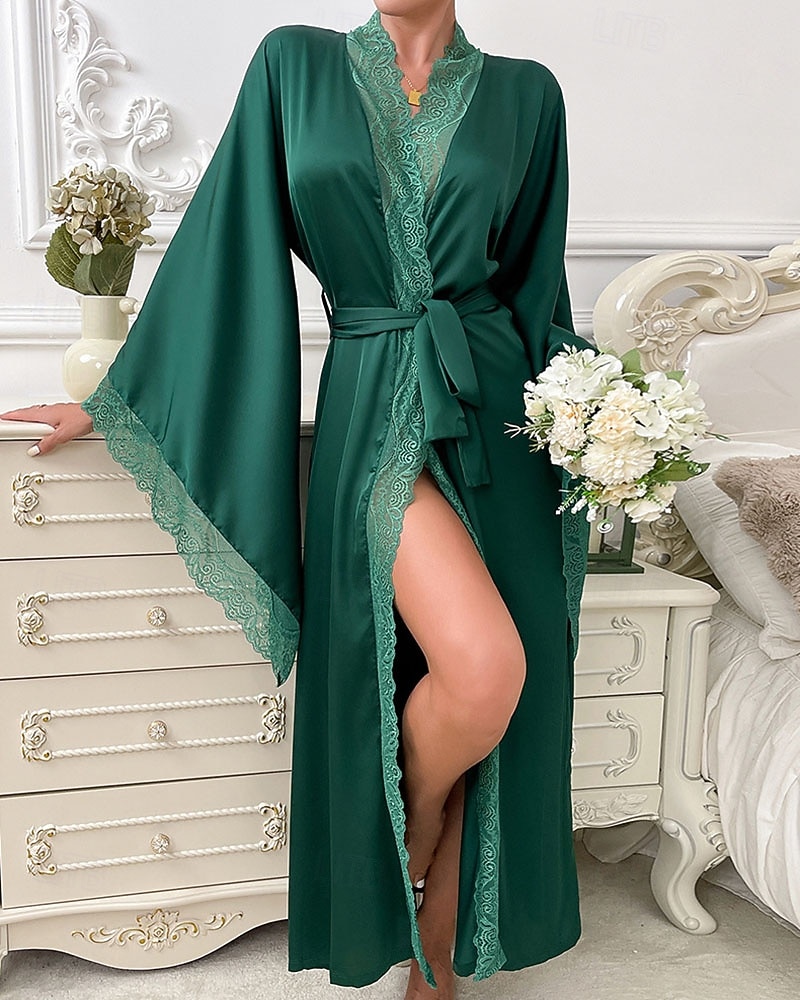 Γυναικεία Πυτζάμες Σαλόνια Νυχτικιά Ολόσωμες Φόρμες Ζεστό Μοντέρνα Σέξι Μονόχρωμες Σατέν Μεταξωτές Πιτζάμες Πιτζάμες Κορδόνι Δαντέλα Σπίτι Μακρυμάνικο Λαιμόκοψη V 2026 - $44.99 –P8