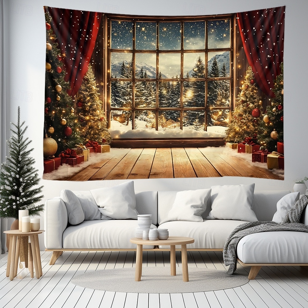 tapeçaria de natal com papai noel, árvore de natal &elfo, decoração de arte para pendurar na parede, decoração para casa, quarto, sala de estar ou escritório de 2026 por $17.99 –P2