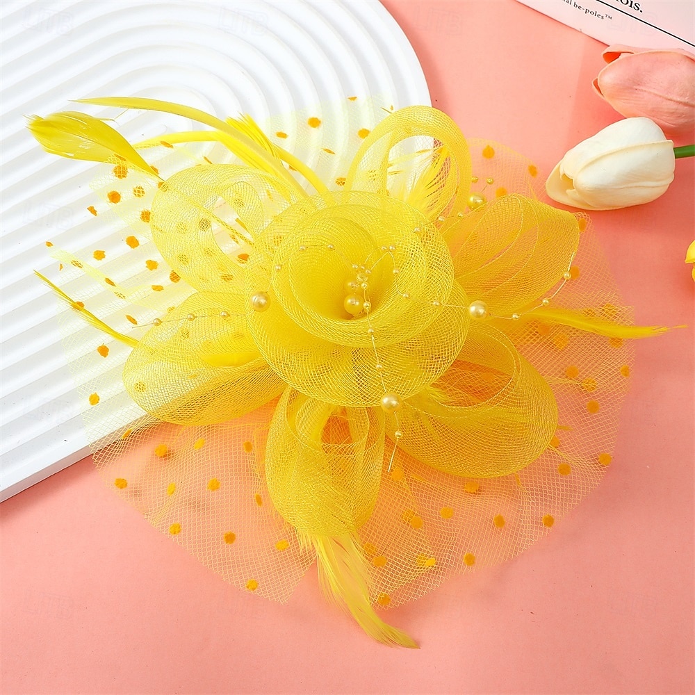 fascinators Tyll Fedora Bryllup Te Fest Hesteløp cocktail Elegant Årgang Enkel Med Fjær Hodeplagg Hodeplagg 2026 - $17.49 –P15