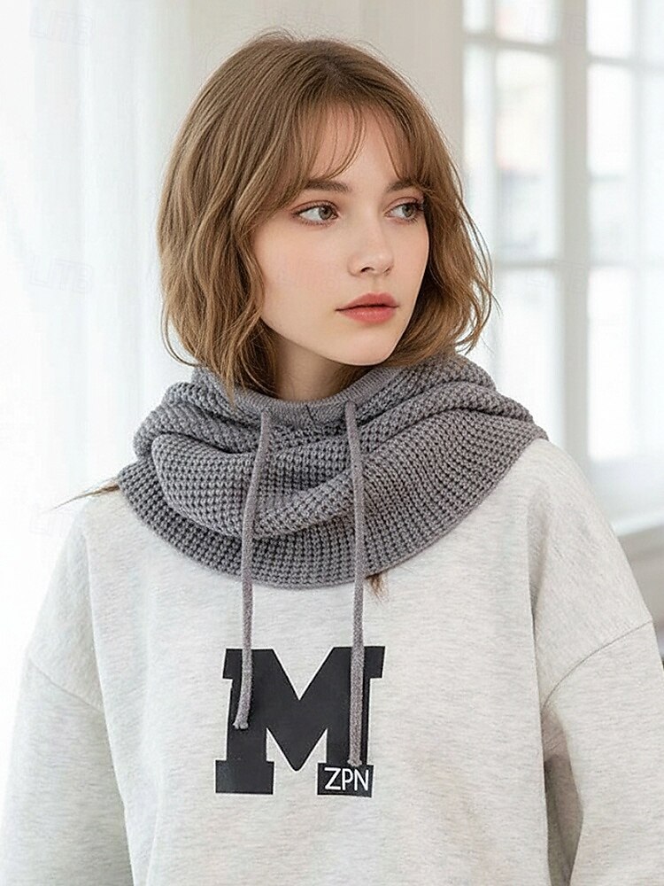 Bufanda con capucha y pasamontañas de punto festivo para mujer: calentador de cuello con cordón en varios colores para Navidad y temporada de esquí. 2026 - $14.99 –P6