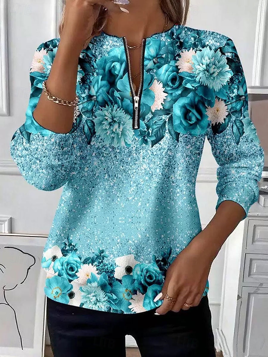 Per donna Felpa Pullover Felpe con cerniera Cerniera Stampato Grafico Astratto Moda Casual Manica Lunga Girocollo Top Regolari Streetwear Abbigliamento Quotidiano Blu Verde primavera Verde Autunno del 2026 a $27.99 –P2