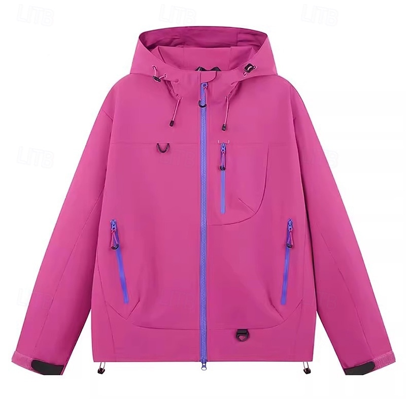 Men's Solid Colored Hooded Jacket Full Zip Jacket Fall / Winter with Pockets Long Sleeve Athleisure Waterproof Windproof Hiking Running Outdoor Black Yellow Pink Sportswear Activewear 2026 - $47.99 –P11