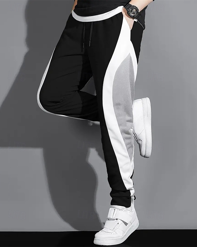 Ανδρικά Αθλητικές Φόρμες Τζόγκκερ Παντελόνια Κορδόνι Τσέπη Ελαστική μέση Συνδυασμός Χρωμάτων Γράμμα Άνεση Υπαίθρια Αθλήματα Καθημερινά Μοντέρνα Καθημερινό Μαύρο Γκρίζο Μικροελαστικό 2026 - $21.99 –P3