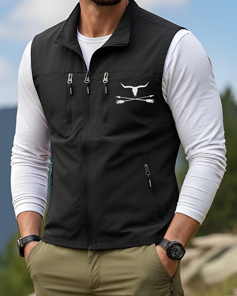 Per uomo Gilet Gilet da pesca All'aperto Quotidiano Moda Casual Primavera Autunno Cerniera Tasca Stampato Poliestere Confortevole Mucca Monopetto Un Bottone Collo alla coreana Vestibilità regolare del 2026 a $35.99 –P1