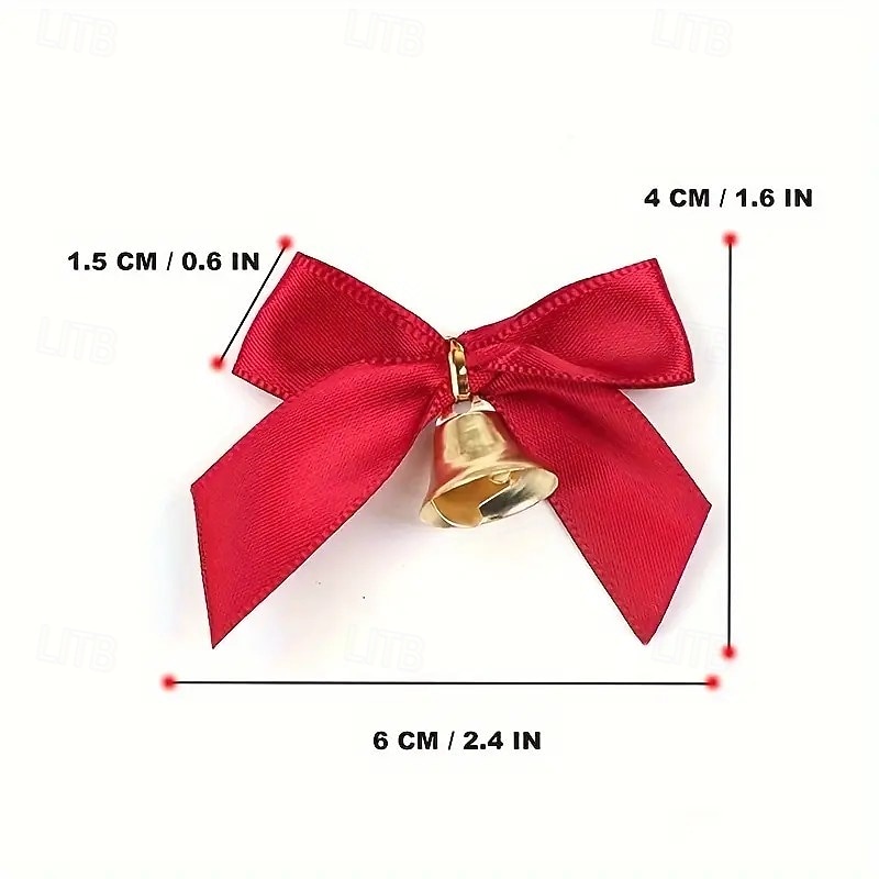 30pcs Christmas Ribbon Bows Ornaments Xmas Tree Decorations – Red Satin Mini Bows with Bells, Handmade, Shiny Metallic Accents, Perfect for Gifts, Party and Holiday Decor 2025 - $13.99 –P4