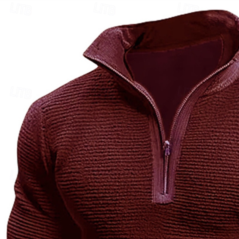 Men's Sweatshirt Quarter Zip Sweatshirt Wine Army Green Brown Coffee Gray Half Zip Plain Half Zip Sports & Outdoor Daily Holiday Polyester Streetwear Basic Casual Fall Winter Clothing Apparel Hoodies 2026 - $29.99 –P6