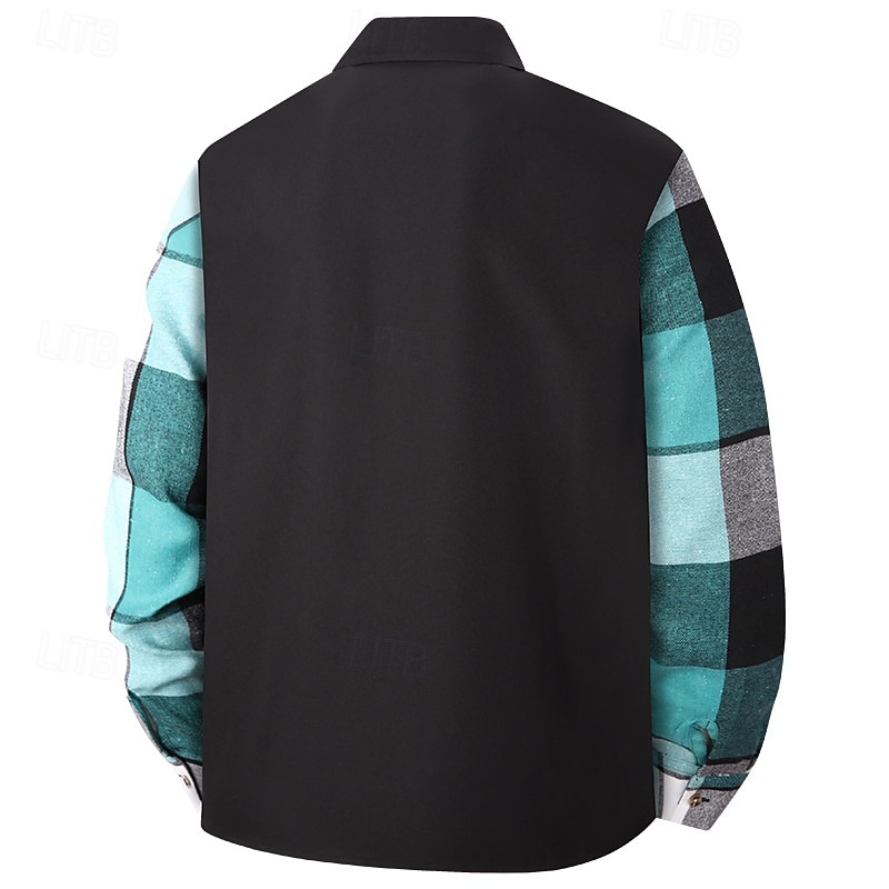 Bărbați Shacket Jachetă cămașă Jachete Iarnă Plisat Vacanță Purtare Zilnică Negru Albastru celest Manșon Lung Rever Toamnă Iarnă Îmbrăcăminte Buzunar frontal 2025 - $23.99 –P7