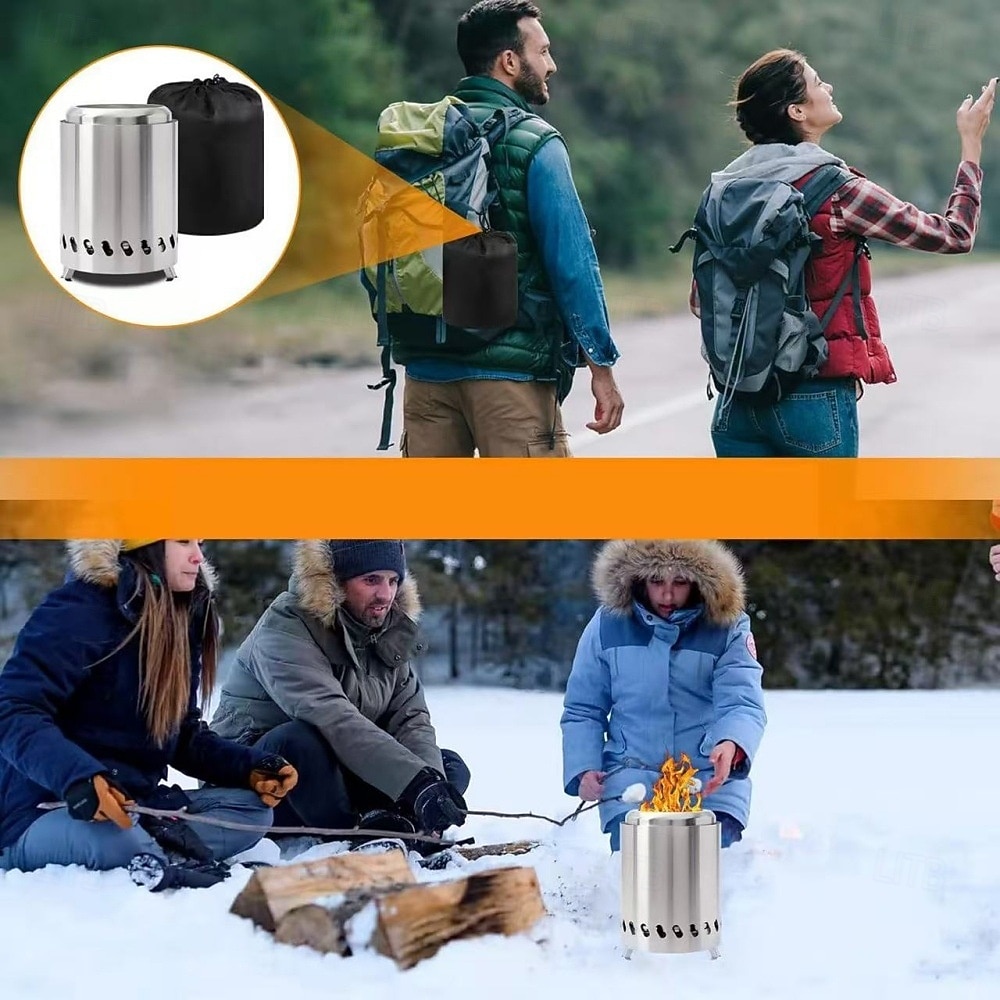 Tabletop Fire Pit Smokeless Portable Bonfire 304 Stainless Wood Burning with Grill and Removable Ash Pan, Ideal for Camping and Part 2025 - $54.99 –P3