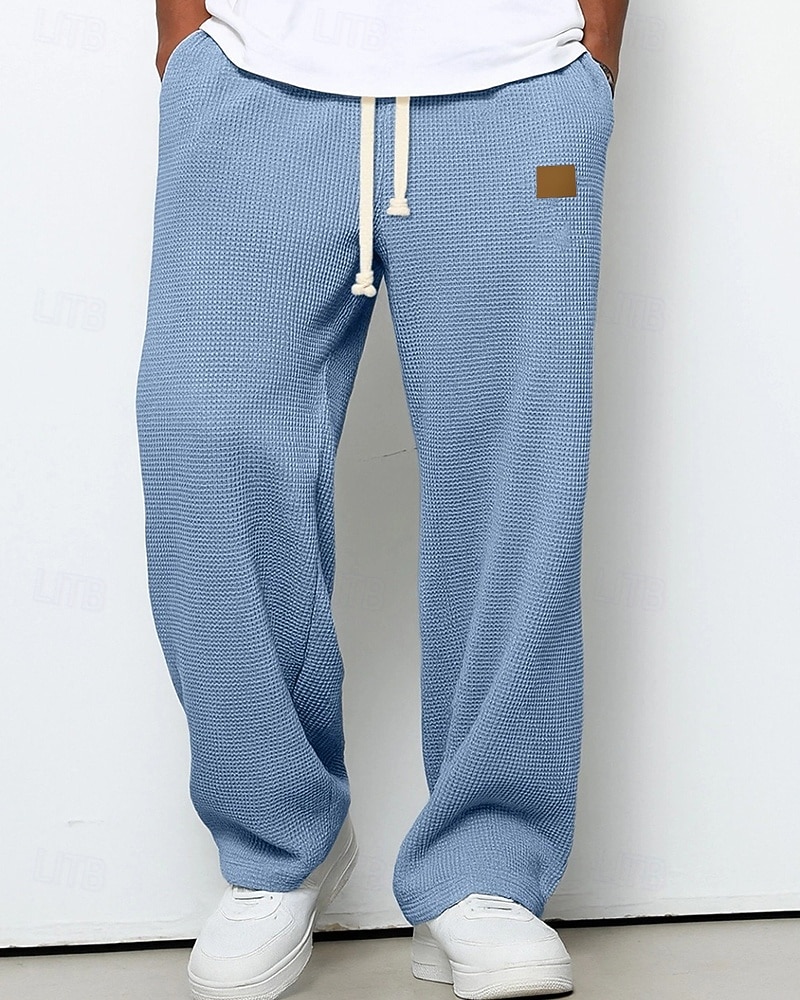 Herr Joggingbyxor Långbyxor Träningsbyxor med raka ben Våffelbyxor Snörning Ficka Elastisk midja Slät Komfort Utomhussport Dagligen Mode Ledigt Mörkbrun Svart Microelastisk 2025 - $22.99 –P7