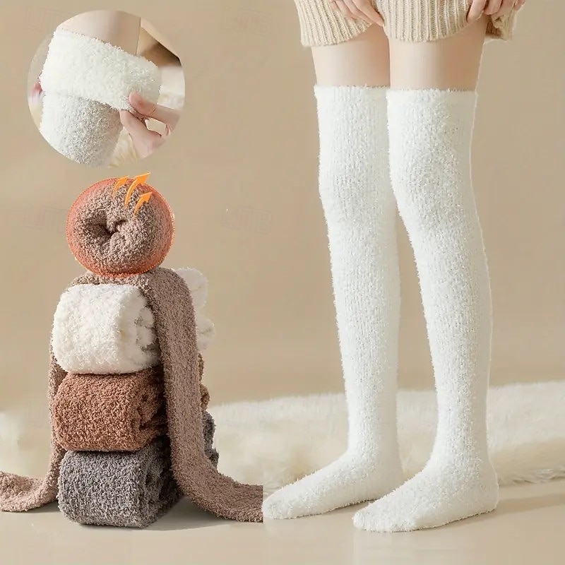 2/4 Pairs Coral Fleece Women's Winter Socks – Thickened, Lint-Free, Warm Floor Socks, Knee-High Leg Warmers, Soft and Cozy for Snowy Weather 2026 - $19.99 –P4