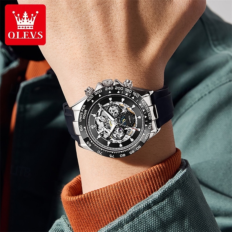 The New Olevs Silicone Men'S Business Watch With Luminous Calendar And Moon Phase Display A Multi-Functional Fully Automatic Mechanical Watch Is A Fashionable Casual Waterproof Sports Wristwatch 2026 - $95.99 –P13