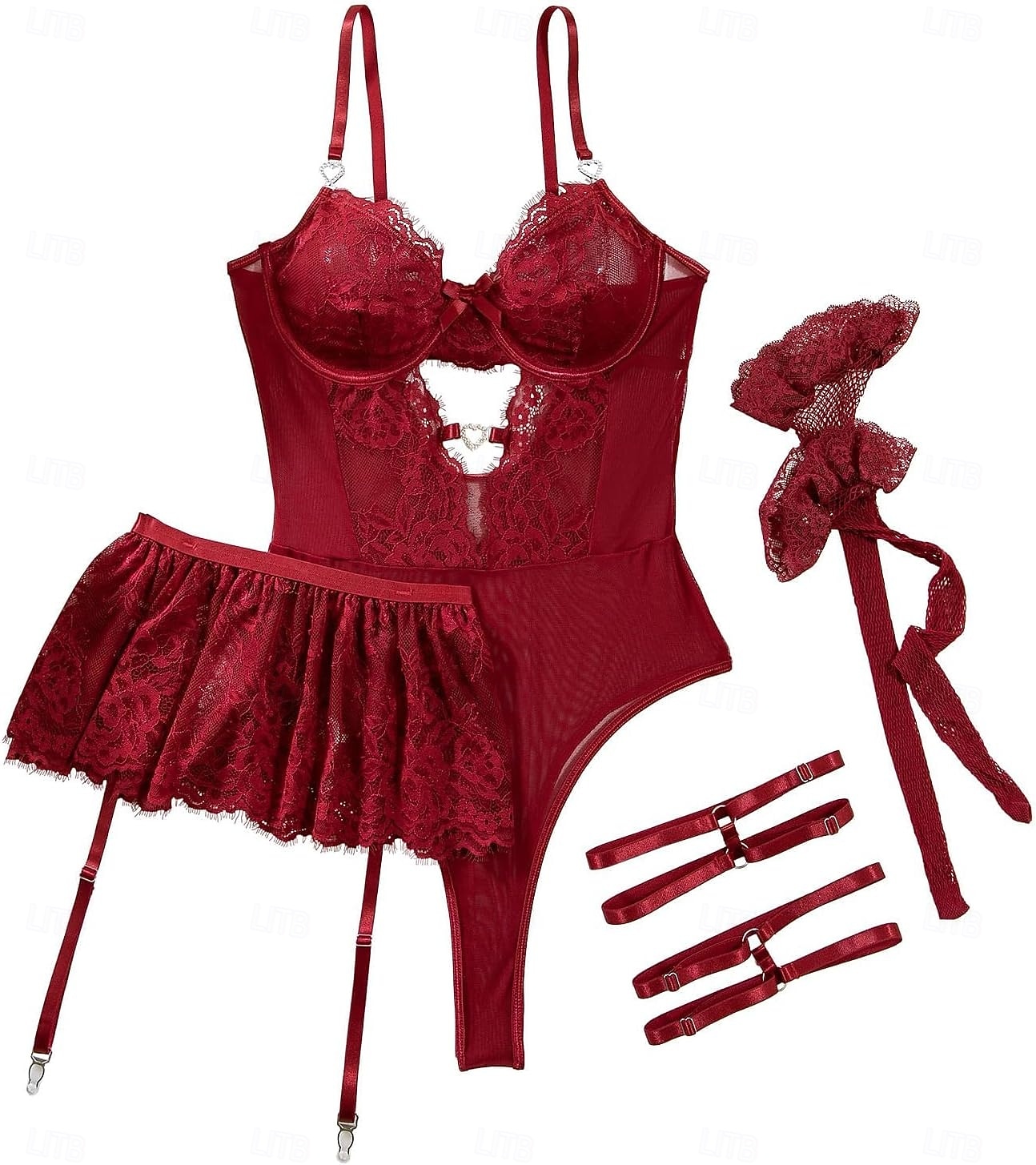 Set Babydoll Lingerie Teddy Bodysuit Collant a Rete con Accessori Donne Lingerie in Rete e Pizzo Elegante Indumento Notturno Adulti Casa Vestire Regalo di San Valentino per Lei del 2026 a $25.99 –P1