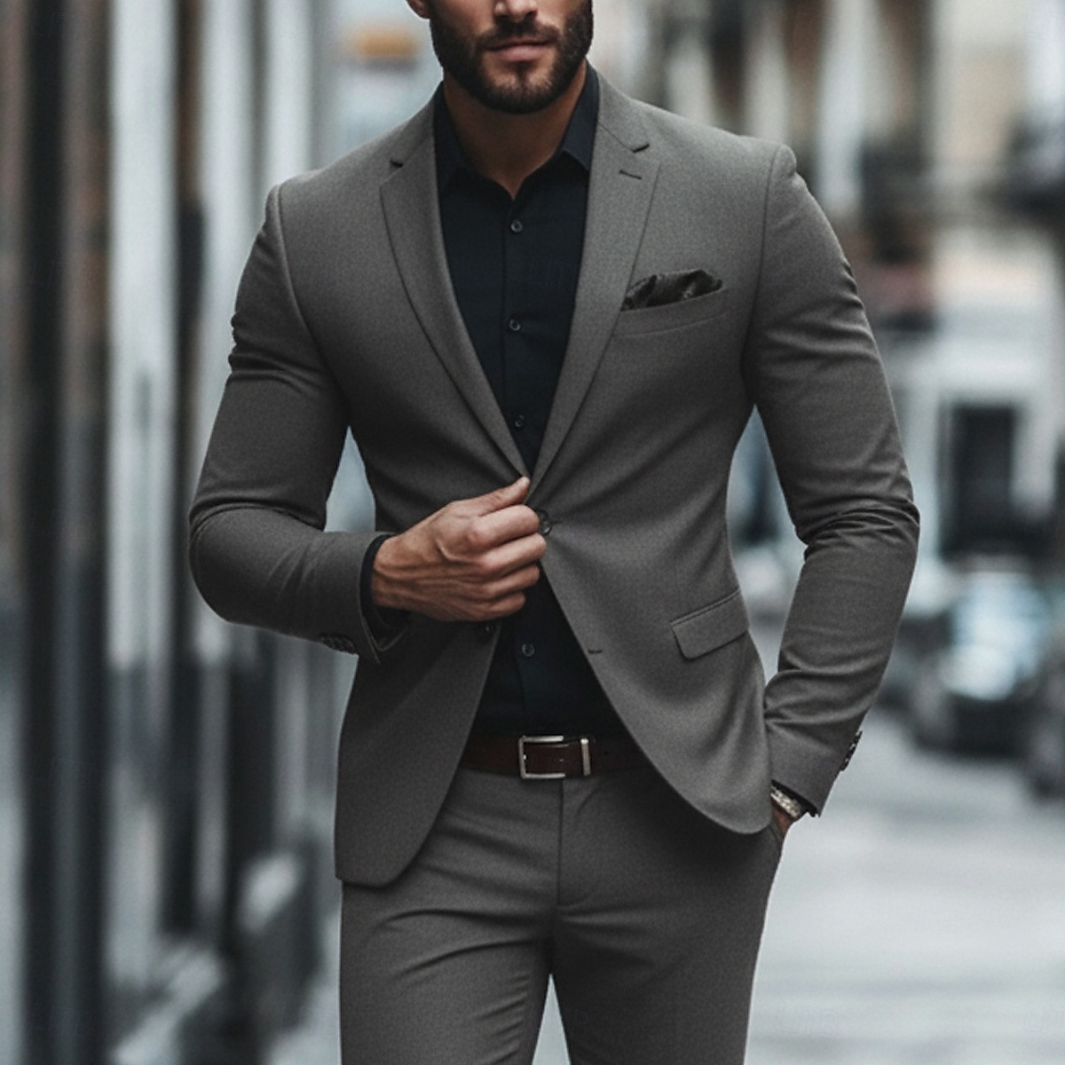 Ανδρικά Επαγγελματικά κοστούμια Causal Μαύρο Μπορντώ Άνοιξη, Φθινόπωρο, Χειμώνας, Καλοκαίρι Εφαρμογή Κλασικό Πέτο Καθημερινά Δουλειά Μονόχρωμο Κατά παραγγελία εφαρμογή Σετ 2 τεμαχίων 2026 - $115.99 –P5