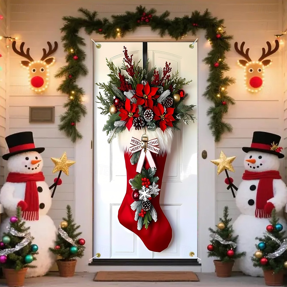 Jul Affischer Dörrskydd Utomhus banderoller Snögubbe Strumpbyxor söt stil 3D Fest Studentboende Tonårsrum Killar Man Cave Frat Sovrum Bakgrundsfotografering Ytterdörr Heminredning 2026 - $19.99 –P1