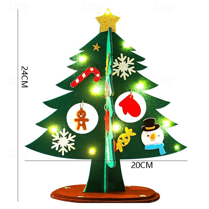 Christmas DIY Handmade Felt Christmas Tree Material Pack Desktop Decoration Lights Props Decorative Lights Warm Light String 2025 - CAD $6.99 –P5