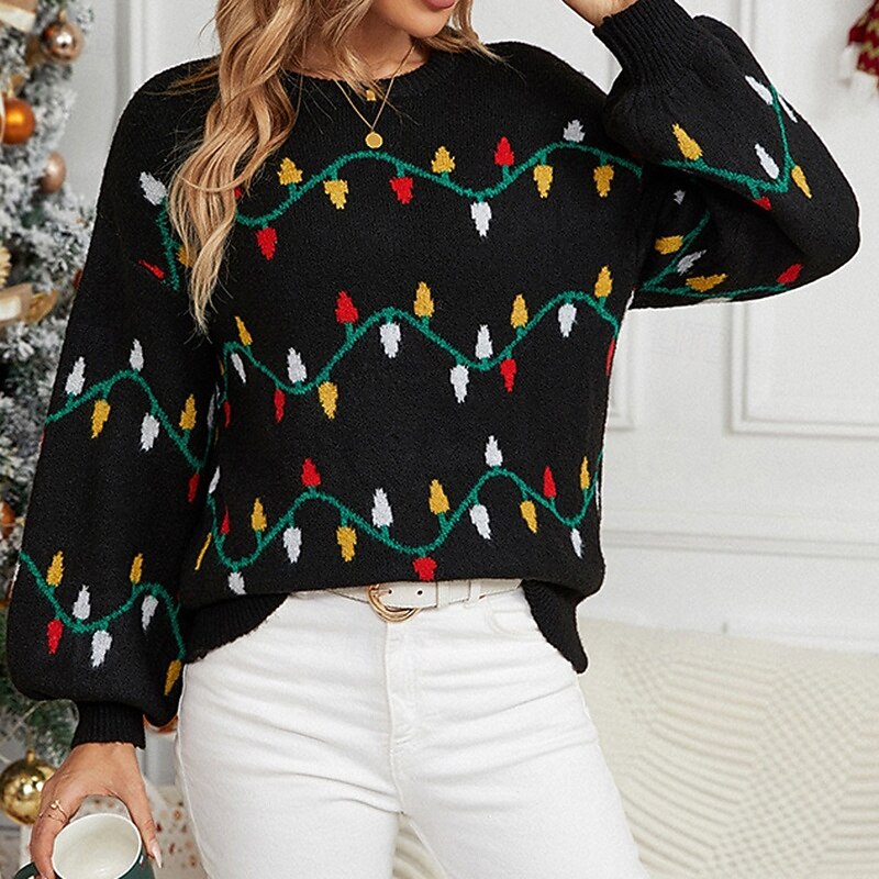 Święta Damskie Bluzki casualowe Sweter sweter Długi rękaw Top Athleisure Graficzny Miękka Ciepłe Impreza Motyw świąteczny Odzież sportowa Odzież sportowa Czarny 2025 - $34.99 –P3