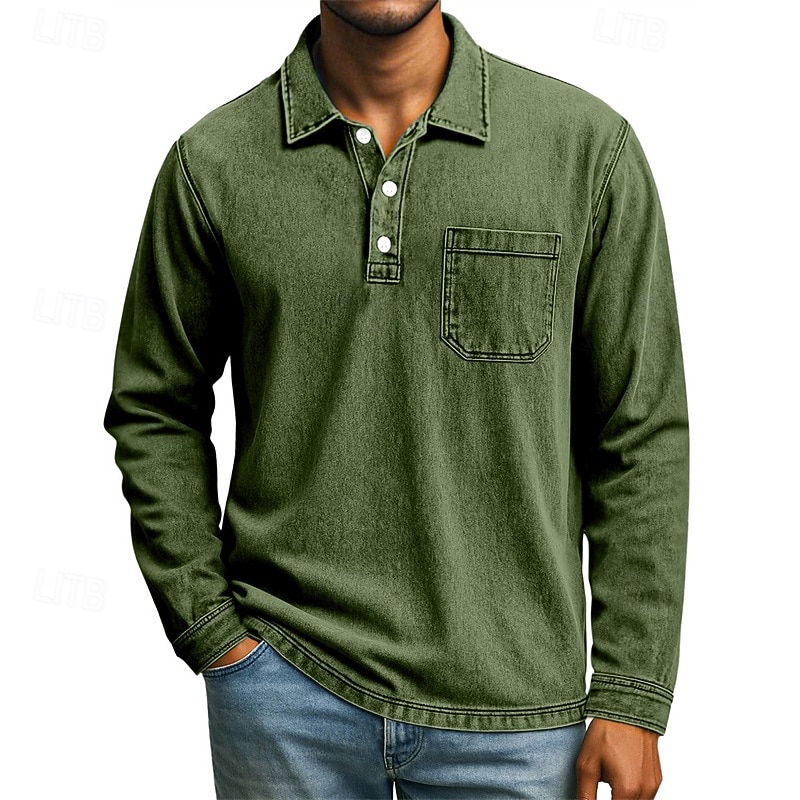 Ανδρικά Πουκάμισο γκολφ Μπλουζάκια Golf Polos Causal Δουλειά Πέτο Μακρυμάνικο Βασικό Μοντέρνα Σκέτο Τσέπη Κουμπιά Άνοιξη Φθινόπωρο Κανονικό Βαθύ πράσινο Σκούρο μπλε Καφέ Πουκάμισο γκολφ 2026 - HUF 7410 –P6