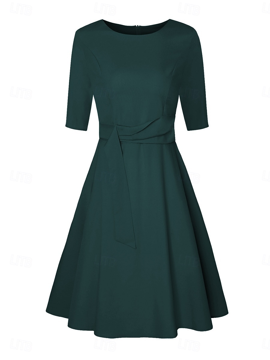 Per donna Mini Abito Abito a trapezio Elegante Festa cocktail All'aperto Feste Ospite di nozze Vestibilità regolare Grafico Mezza Manica Girocollo Blu marino Verde del 2026 a $39.99 –P5