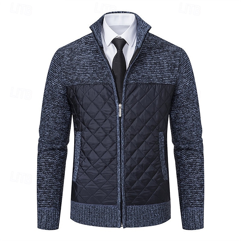 Męskie Sweter Rozpinany Przycięty sweter Sweter z zamkiem Sweter z dzianiny Prążkowany Robić na drutach Zwykłe topy Niejednolita całość Kieszeń Równina Kołnierz stawiany Moda Klasyczny Urlop Dzienne 2025 - $35.99 –P13