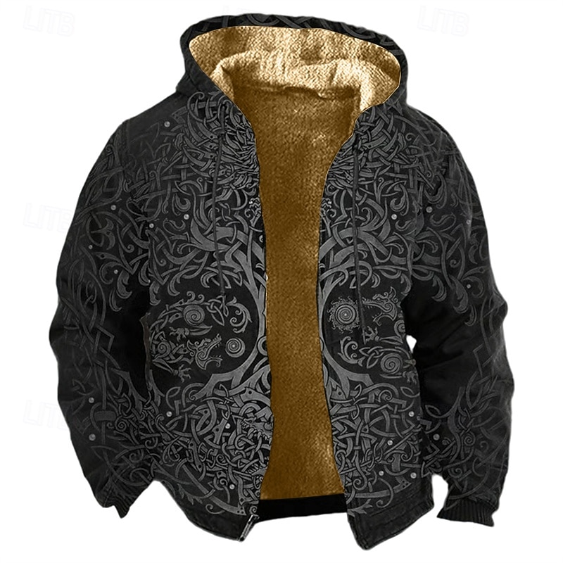 Per uomo Grafico Felpa con Cappuccio Giacca di pelle Moda Streetwear Casual Manica Lunga Con Cappuccio All'aperto Sport all'Aperto Uscire Blu Grigio Tasca Stampato Pile Inverno progettista S M L XL del 2026 a $56.99 –P1