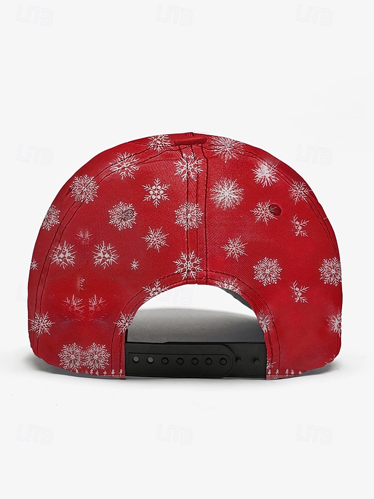 мужская бейсболка с рождественским принтом Санты, регулируемая красная шапка со снежинками, праздничный зимний аксессуар для праздничных вечеринок и ношения на открытом воздухе 2025 - $18.99 –P7