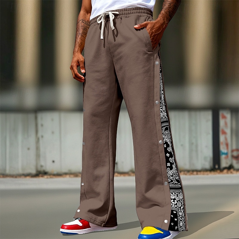 Homens Calças Esportivas Calça de moletom com pernas largas Calças Calças largas Com Cordão Cintura elástica Botão Lateral Bloco de cor Tecido Pavio Humido Respirável Comprimento total Esportes de 2026 por $25.99 –P1