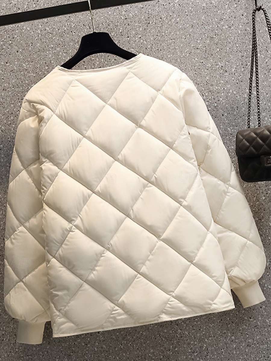 Dame Vattert jakke Bekvem Pustende Lomme Knapper Fritid عادي Feriereise Gate Avslappet Dagligdagstøy Enkeltkneppet Kort Crewneck Normal Langermet Yttertøy Svart Hvit kaffe Vår Høst 2026 - $25.99 –P4