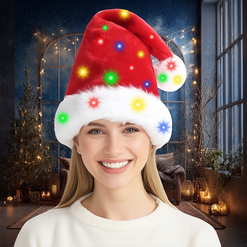 Christmas LED illuminated Christmas hat with colorful warm light for adults and children, Christmas party decoration props 2025 - CAD $11.99 –P9