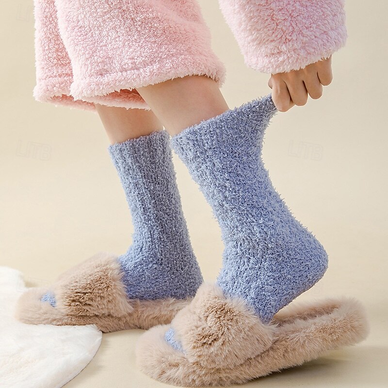 Damen Crew Socken Outdoor Ferien Einfarbig Polyester Lässig Warm 1 Paar 2026 - kr.69 –P4