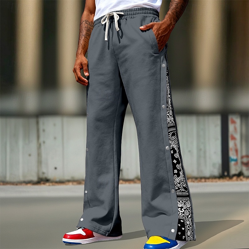 Homens Calças Esportivas Calça de moletom com pernas largas Calças Calças largas Com Cordão Cintura elástica Botão Lateral Bloco de cor Tecido Pavio Humido Respirável Comprimento total Esportes de 2026 por $25.99 –P3
