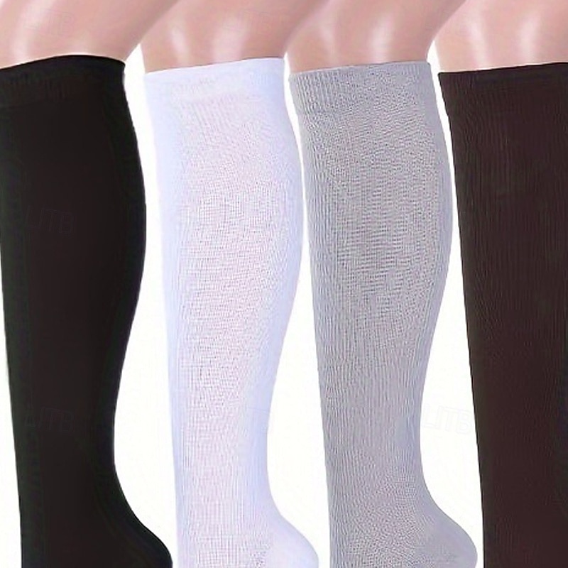 Women's Knee High Socks Stockings Outdoor Daily Holiday Solid Color Polyester Basic Classic Casual Elastic Warm 6 Pairs 2026 - $11.49 –P2