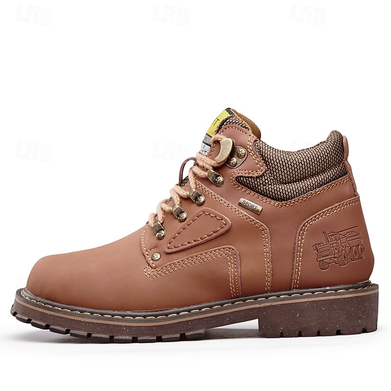 Men's Yellow Faux Leather Work Safety Boots with Shock-Absorbing Sole and Steel-Toe Protection, Durable Construction Boots for Outdoor Labor and Industrial Work 2026 - $64.99 –P7