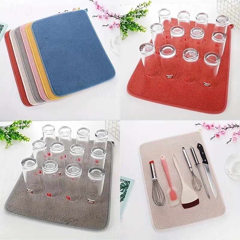 Πολυλειτουργικό υφασμάτινο χαλάκι – υπεραπορροφητικό σουβέρ μικροϊνών, γρήγορο στέγνωμα, αντιολισθητικό, ιδανικό για την προστασία πάγκων κουζίνας, τραπεζιών και πιατικών, αξεσουάρ σετ τσαγιού και 2026 - $13.99 –P1