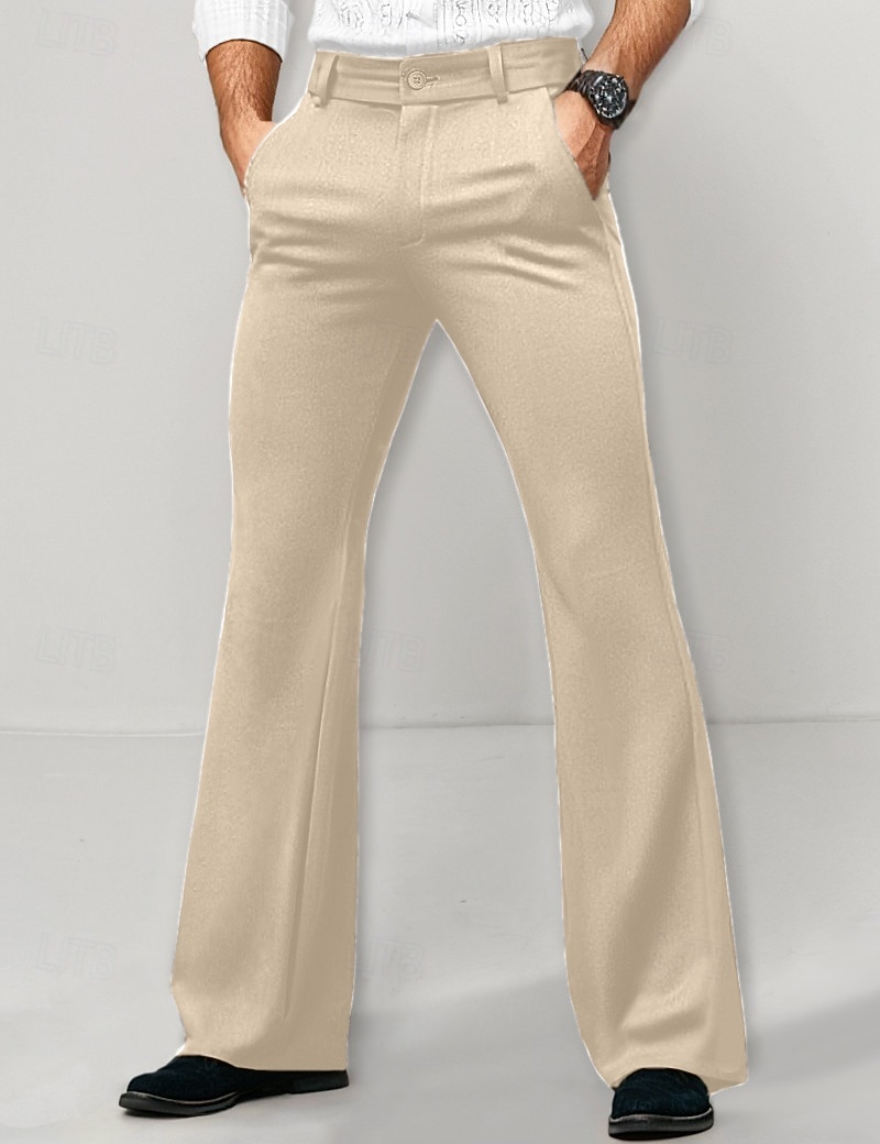 Herr Kostymbyxor Flared byxor Bell Botten Långbyxor Ficka Slät Komfort Andningsfunktion Fullängd Utomhus Dagligen Utekväll Mode Ledigt Svart Vit Microelastisk 2026 - $29.99 –P7