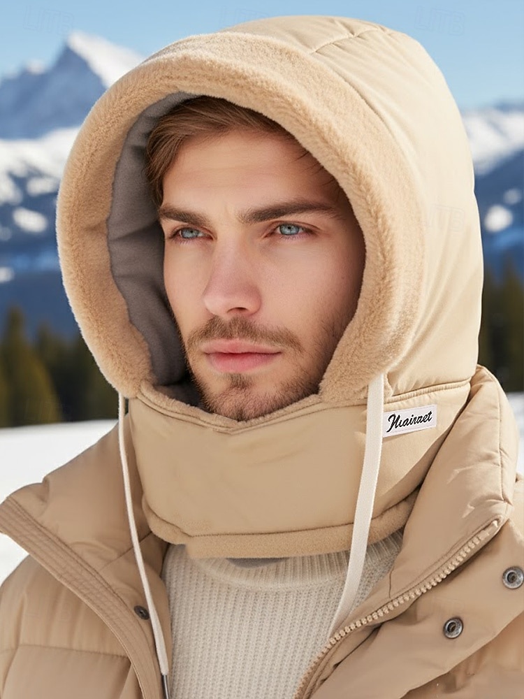 Scaldacollo da uomo in tessuto impermeabile, cappuccio foderato in pile per l'inverno, caldo e accogliente per le attività all'aperto e il tempo nevoso del 2026 a $9.99 –P4