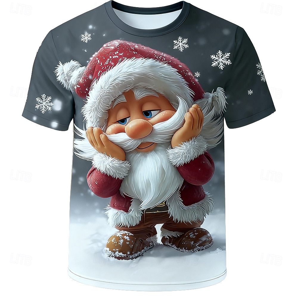 Christmas Men's Santa Claus T Shirt Short Sleeve T shirt 3D Print Crew Neck Shirt Daily Designer Artistic Vacation Party Street Blue Black Light Grey All Seasons Clothing Apparel S M L XL XXL XXXL 2025 - $23.99 –P1
