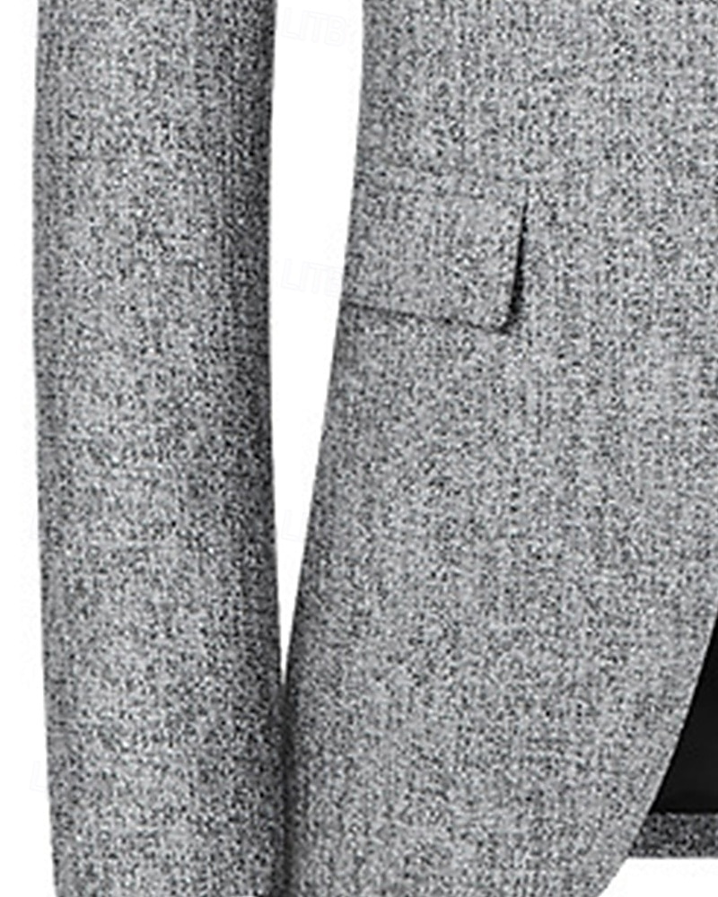 Herren Blazer Geschäft Cocktailparty Hochzeitsfeier Mode Lässig Frühling Herbst Polyester Einfach Tasche Knöpfe Bequem Einreihig Blazer Schwarz Marineblau Grau 2026 - $45.99 –P4