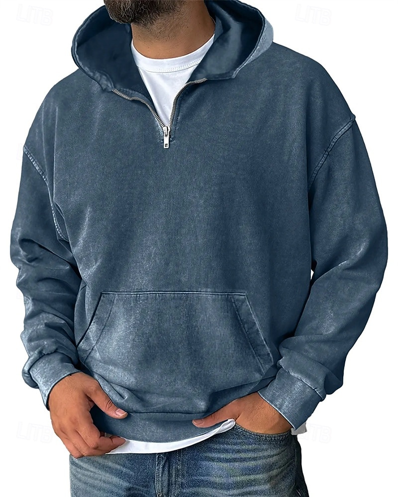 Homme Sweat à capuche Sweat à capuche quart zippé Noir Vin Vert Véronèse Bleu Violet À capuche Uni Avec Poches Sport & Loisir Quotidien Fête Polyester Streetwear Basique Occasionnel Printemps Automne de 2025 ? $26.99 –P8